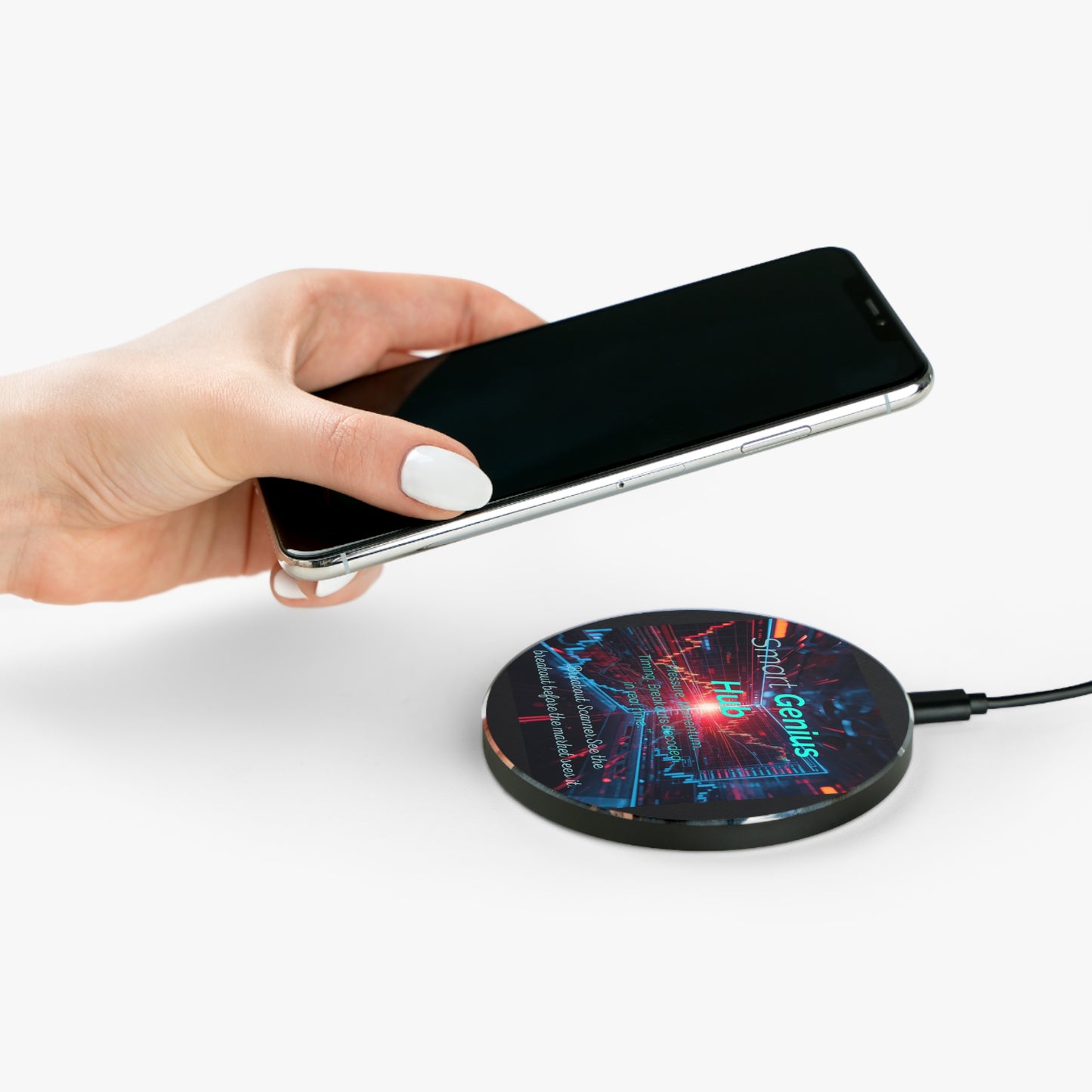 Wireless Charger — Smart Genius Hub Fast Qi Pad (Stock Market Breakout Design)