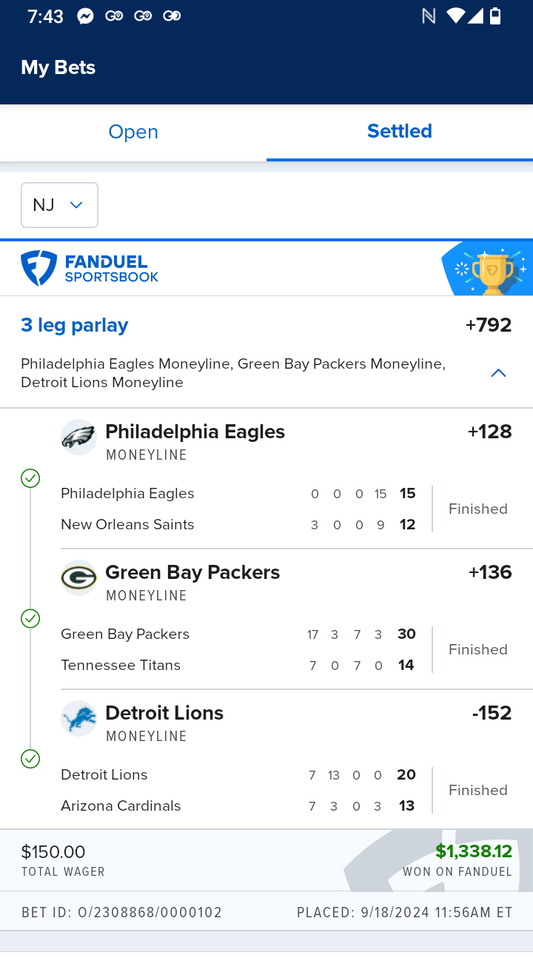Results from Smart NFL Game Predictor Week 3