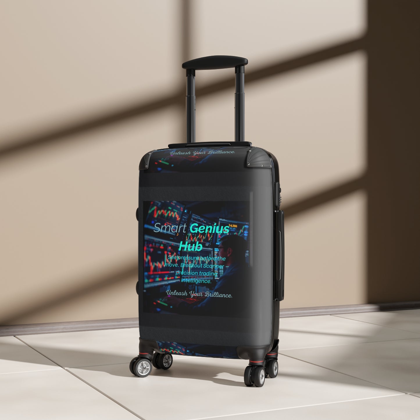 Smart Genius Hub Suitcase – Tech-Inspired Carry-On Travel Luggage