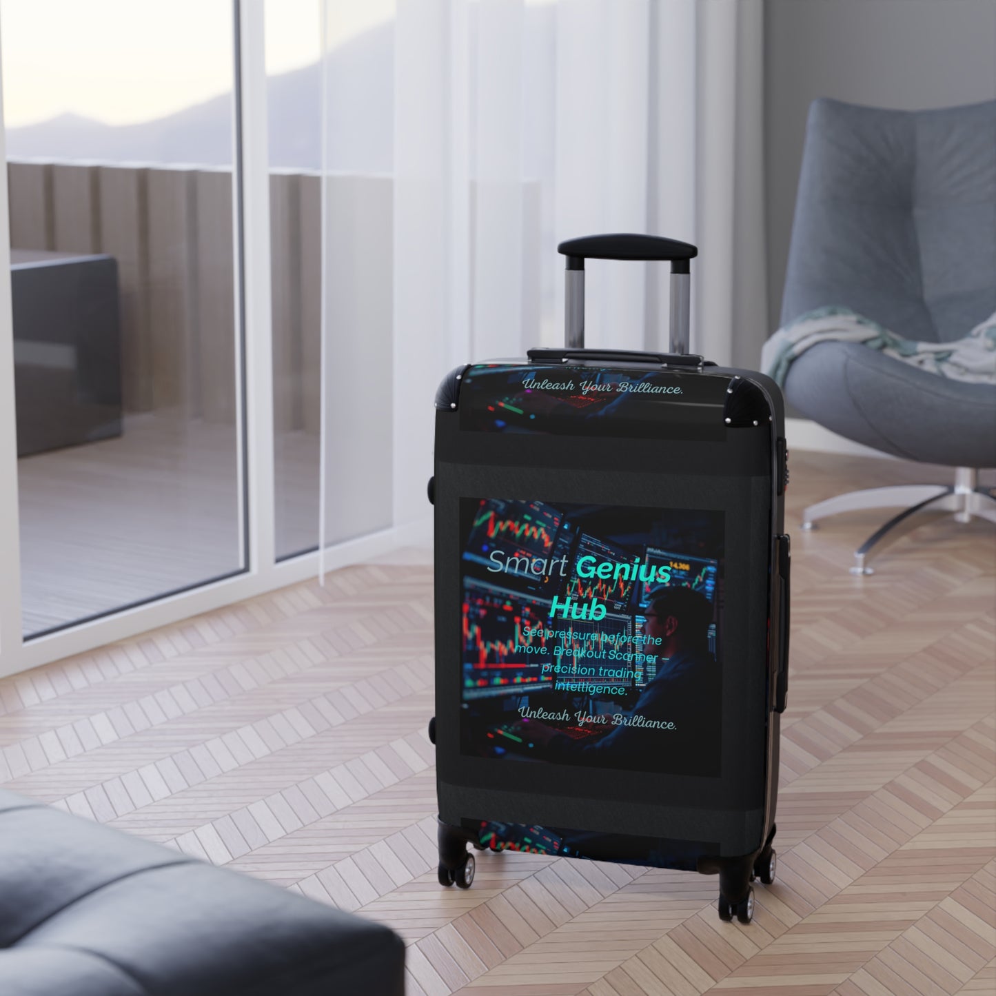 Smart Genius Hub Suitcase – Tech-Inspired Carry-On Travel Luggage