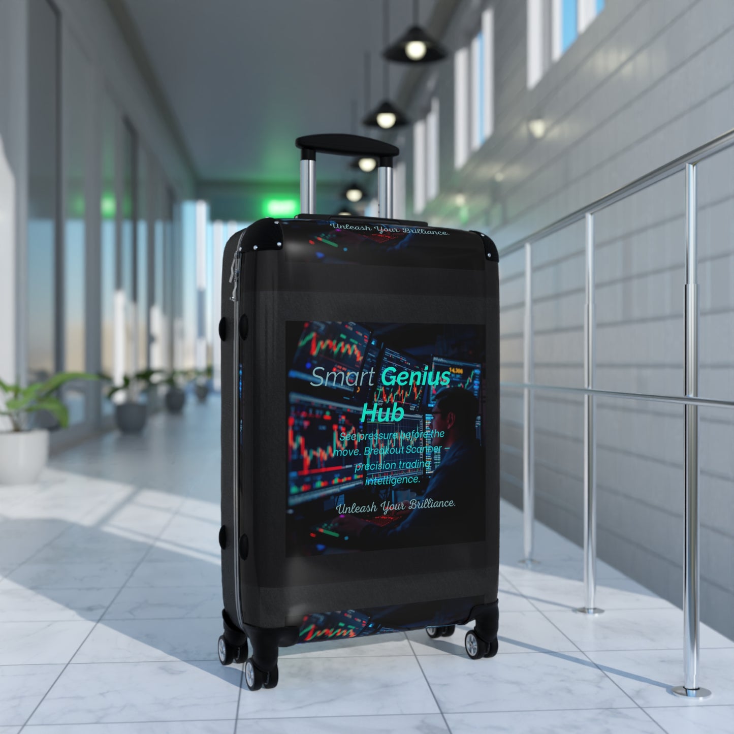 Smart Genius Hub Suitcase – Tech-Inspired Carry-On Travel Luggage