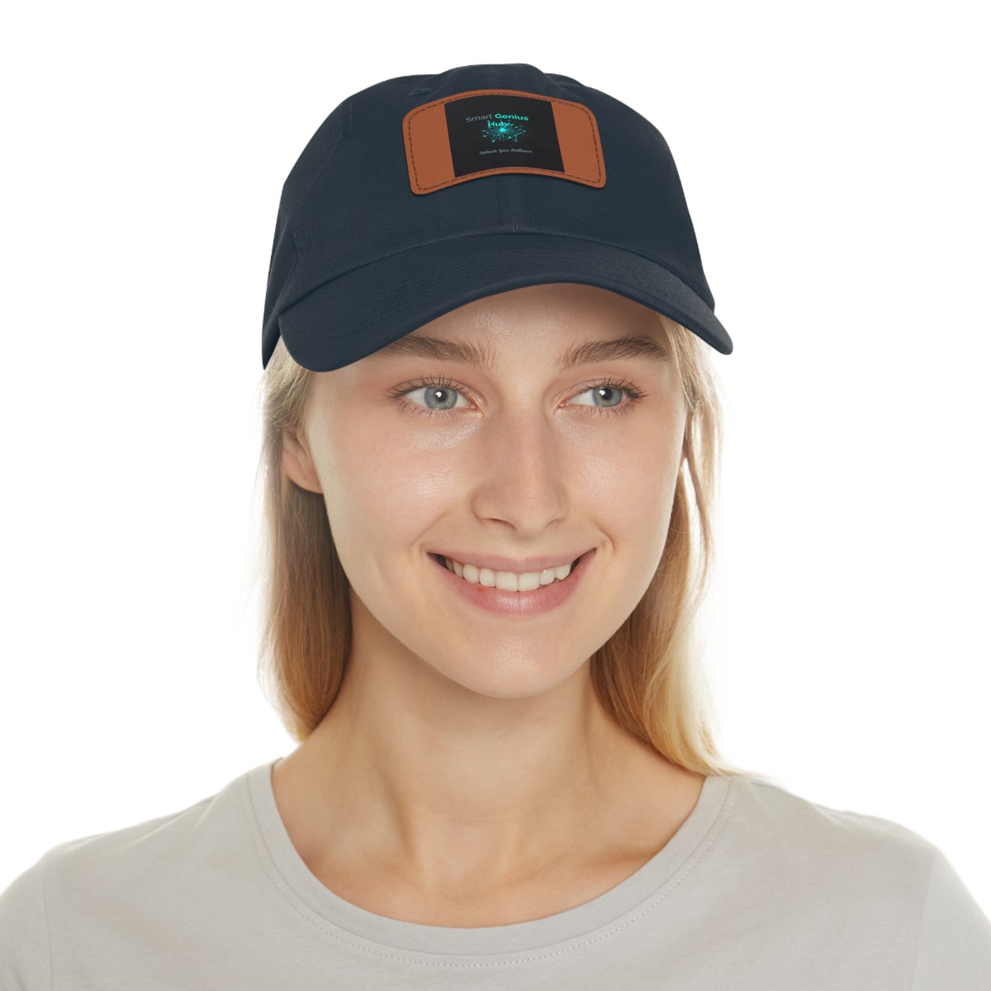 Smart Genius Hub Leather Patch Dad Hat — Tech Logo Casual Cap
