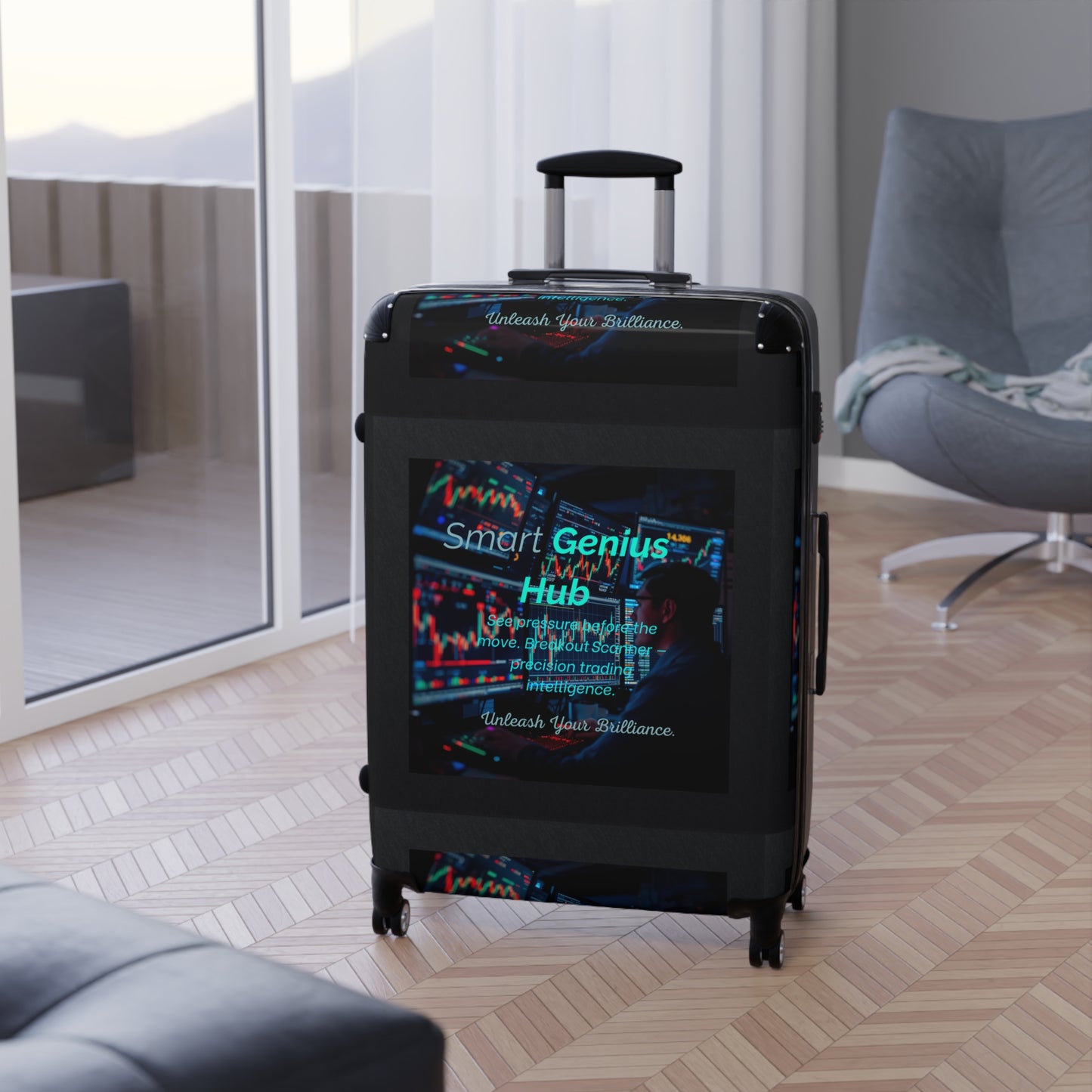 Smart Genius Hub Suitcase – Tech-Inspired Carry-On Travel Luggage