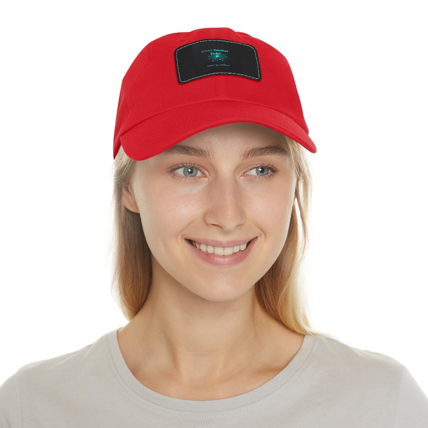 Smart Genius Hub Leather Patch Dad Hat — Tech Logo Casual Cap