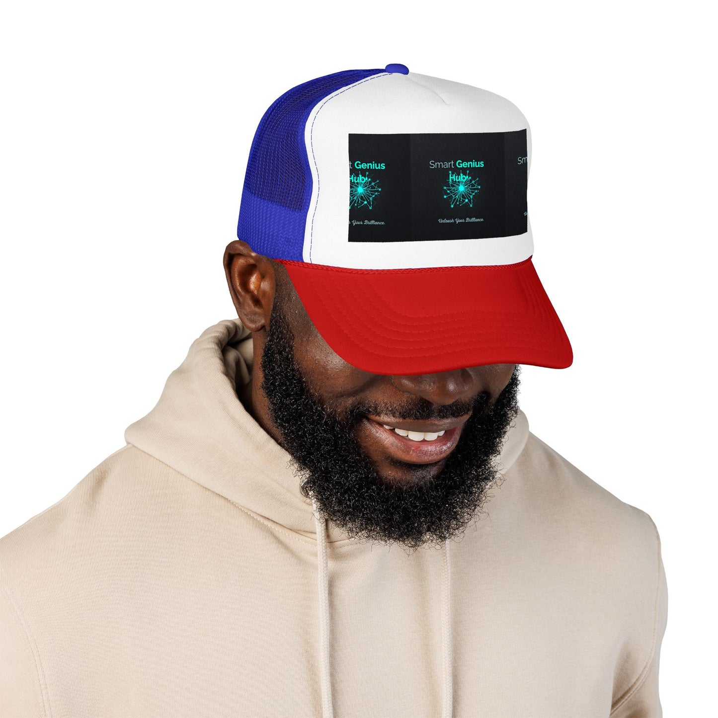Smart Genius Hub Foam Trucker Hat - Tech Brain Graphic Cap