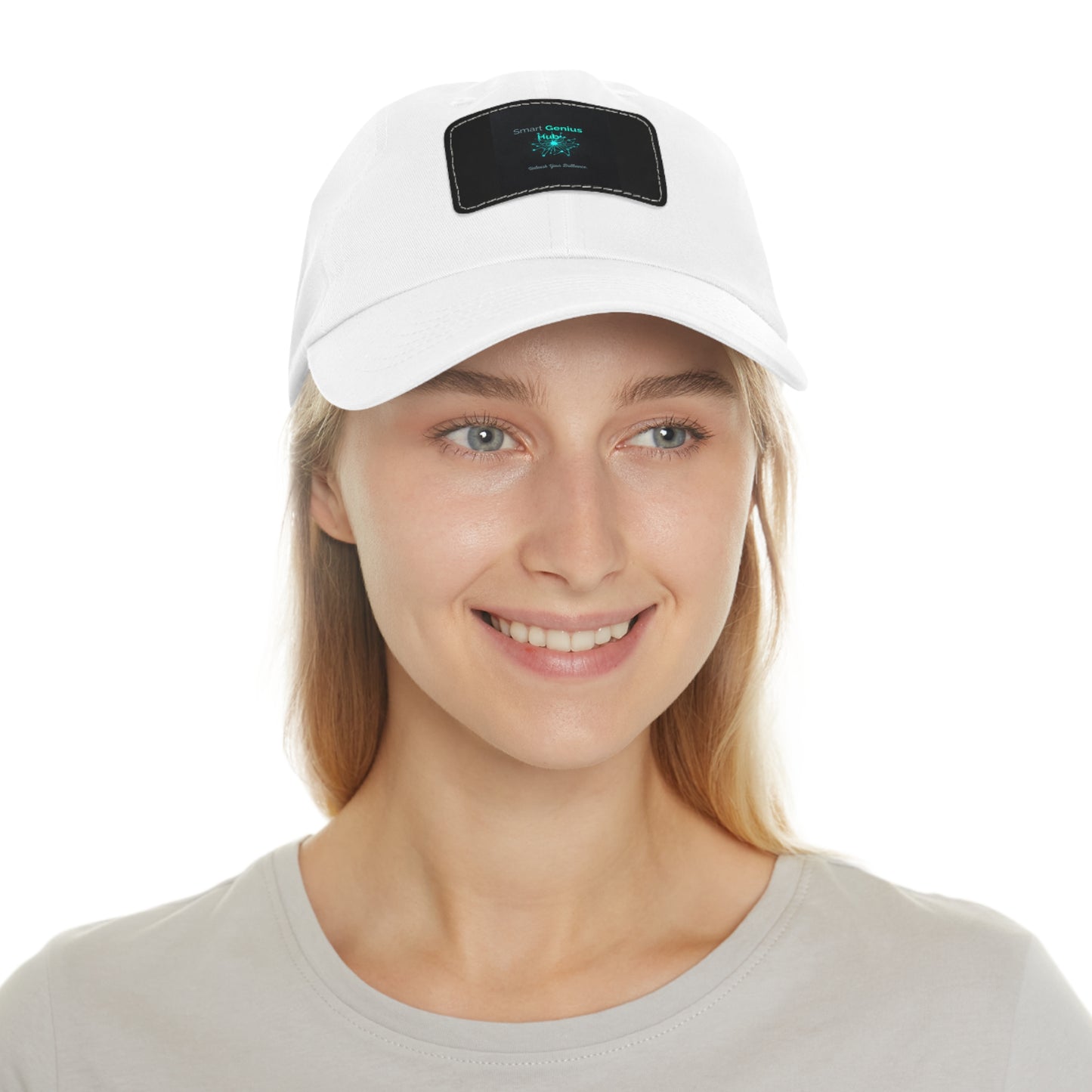 Smart Genius Hub Leather Patch Dad Hat — Tech Logo Casual Cap