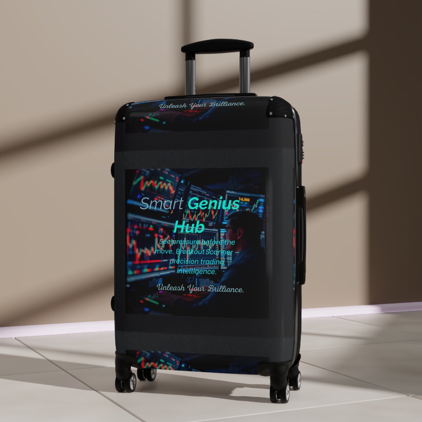 Smart Genius Hub Suitcase – Tech-Inspired Carry-On Travel Luggage