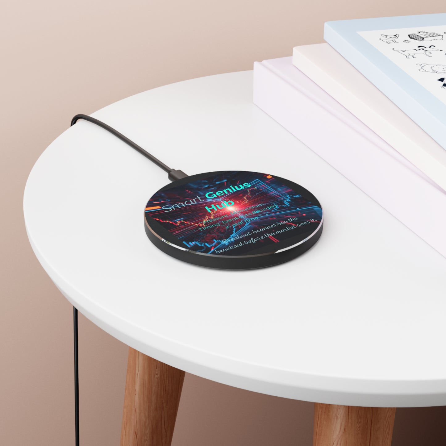 Wireless Charger — Smart Genius Hub Fast Qi Pad (Stock Market Breakout Design)