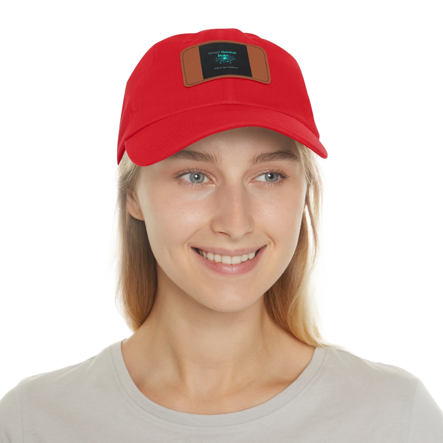 Smart Genius Hub Leather Patch Dad Hat — Tech Logo Casual Cap