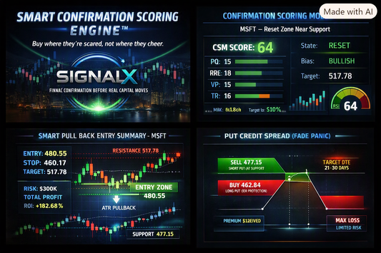 SIGNALX OPTIONS PRO Institution‑Grade Options Engine • Spread Selection • Probability Logic • Smart‑Money Structure