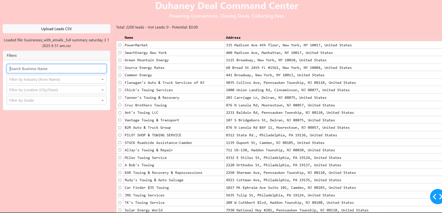 🛍️ DuhaneyDealCenter Command Hub changes the game - giving Business Development Managers and project leads a central engine to control every deal, every supplier call, every negotiation — in one easy-to-use platform.
