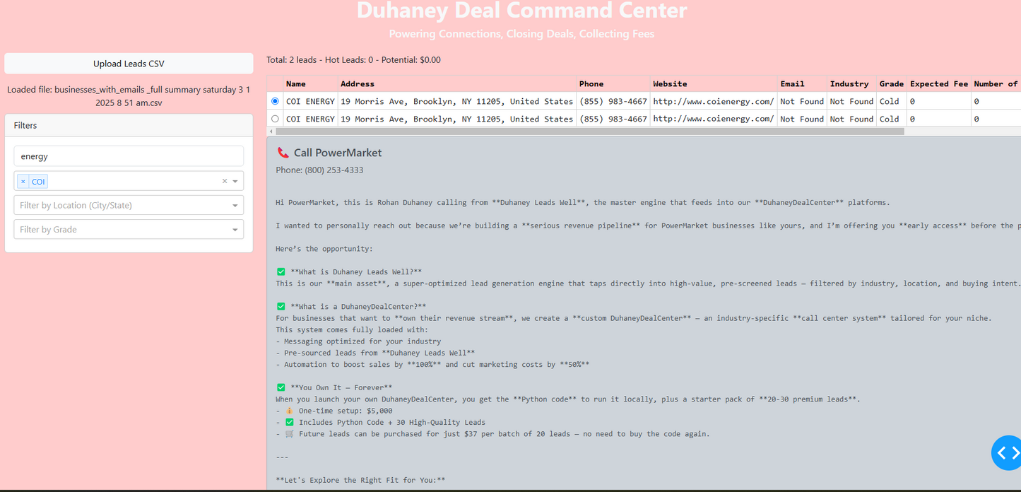 🛍️ DuhaneyDealCenter Command Hub changes the game - giving Business Development Managers and project leads a central engine to control every deal, every supplier call, every negotiation — in one easy-to-use platform.